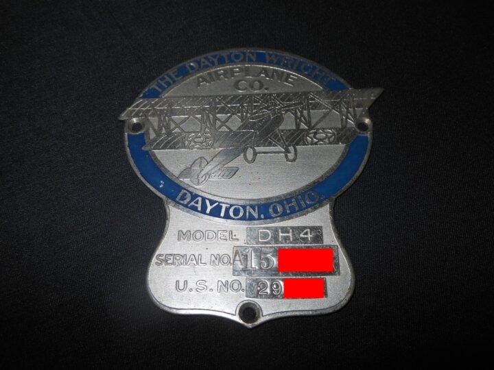 WW1 USAAS Army Aircraft – MAIN FUSELAGE DATA PLATE – DH-4 'LIBERTY PLANE' – RARE — image 2