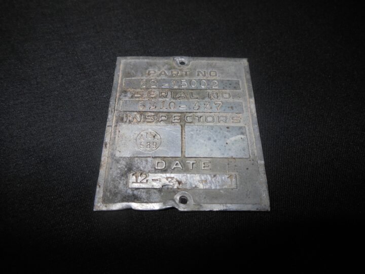 WW2 USAAF Army Aircraft – MAIN PART ACCEPTANCE DATA PLATE – B-25 Mitchell – NICE — image 2