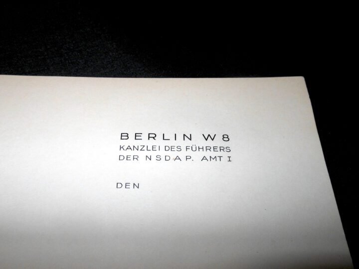 WW2 German Wehrmacht NSDAP – ADOLF HITLER – BERLIN CHANCELLERY BLANK LETTERHEAD – NICE! — image 4
