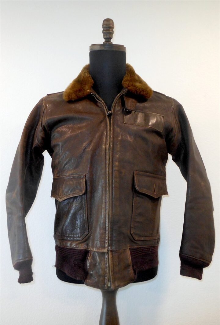 WW2 US NAVY – AN-J-3A LEATHER PILOT FLIGHT JACKET – MONARCH – NAMED – VERY NICE! — image 2