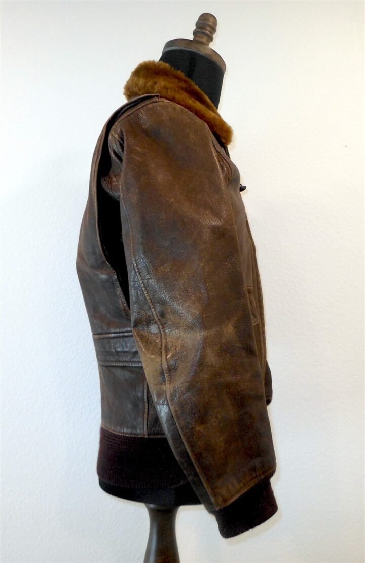 WW2 US NAVY – AN-J-3A LEATHER PILOT FLIGHT JACKET – MONARCH – NAMED – VERY NICE! — image 5