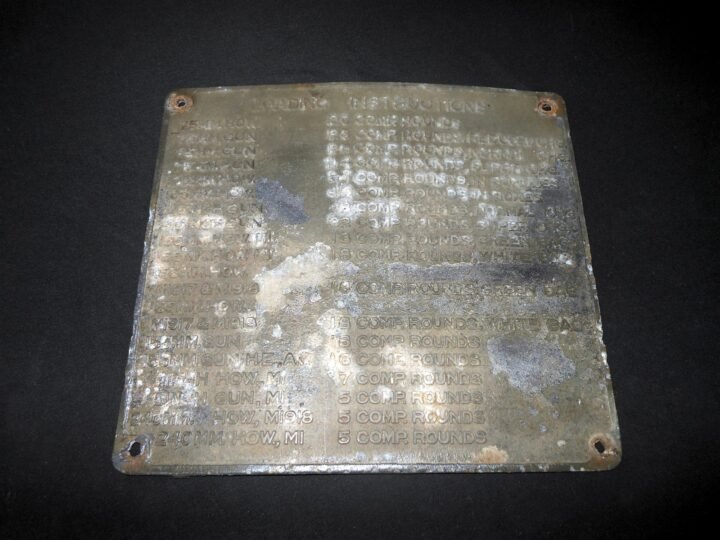 WW2 US Army – M10 AMMUNITION TRAILER LOADING DATA PLATE – VERY NICE! — image 2