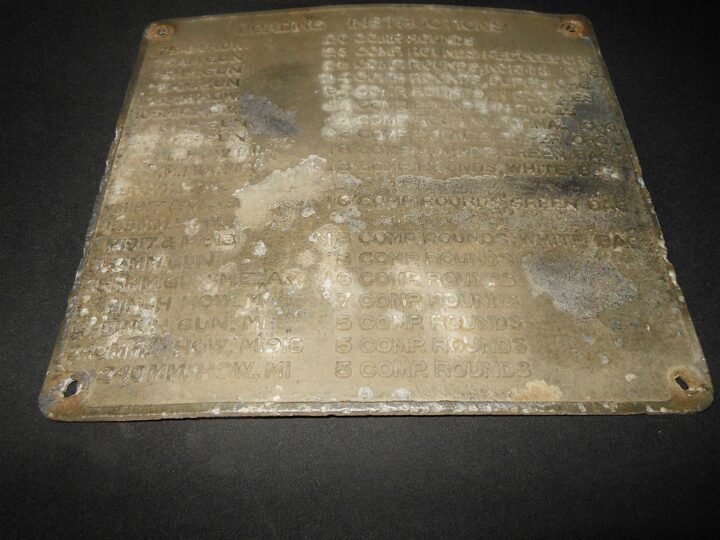 WW2 US Army – M10 AMMUNITION TRAILER LOADING DATA PLATE – VERY NICE! — image 5