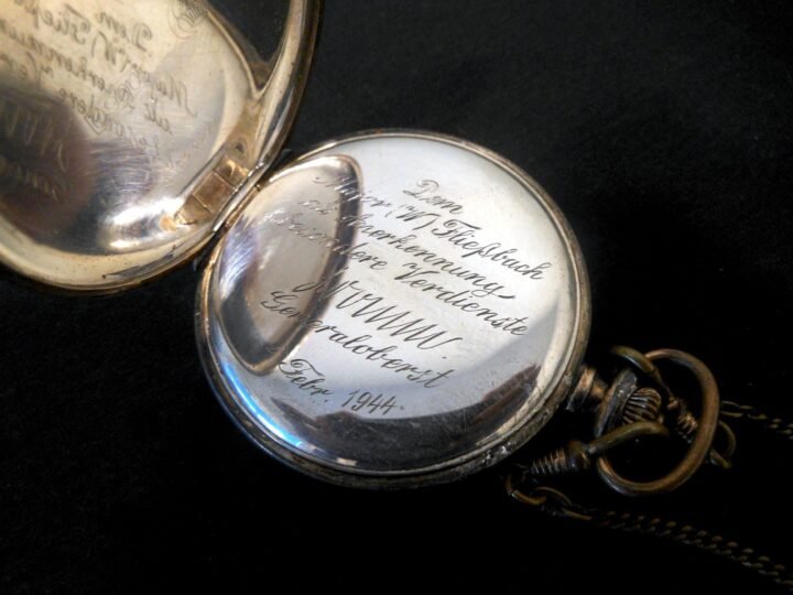 WW2 German Wehrmacht – OFFICER SILVER POCKET WATCH – PRESENTED BY FROMM – RARE! — image 10