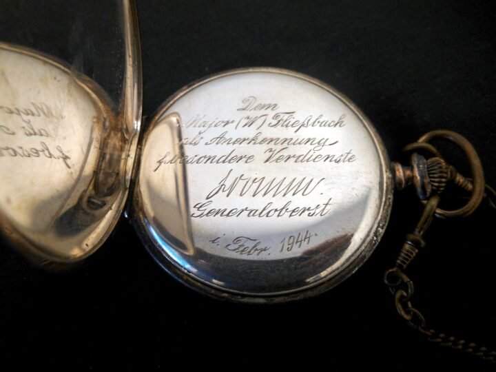 WW2 German Wehrmacht – OFFICER SILVER POCKET WATCH – PRESENTED BY FROMM – RARE! — image 11