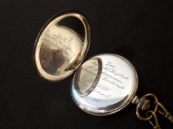 WW2 German Wehrmacht – OFFICER SILVER POCKET WATCH – PRESENTED BY FROMM – RARE! — image 9