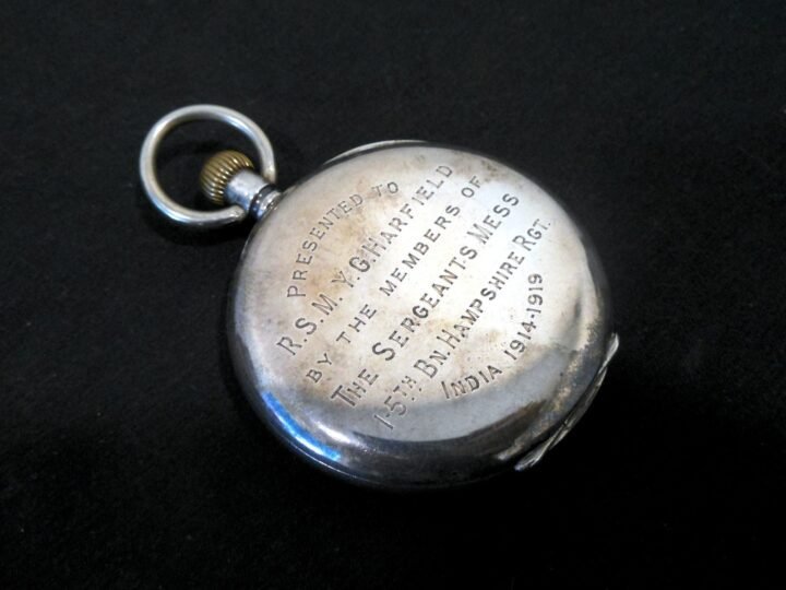 WW1 British Army – SILVER PRESENTATION POCKET WATCH w/ HISTORY – VERY NICE! — image 8