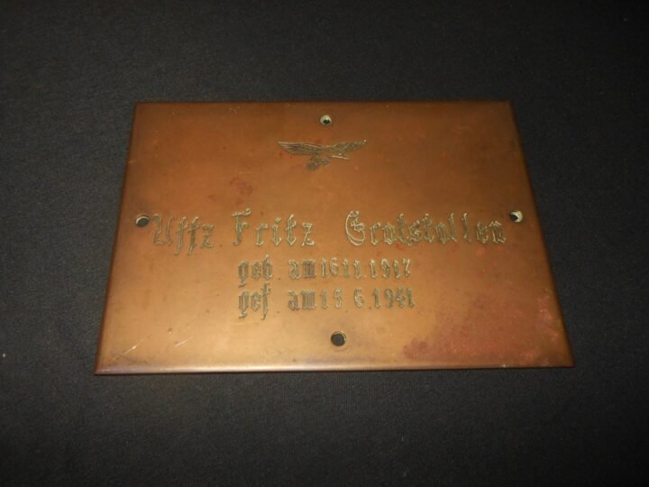WW2 German Luftwaffe – BRASS MEMORIAL PLAQUE – GROTSTOLLEN – KIA – Fw200 CONDOR — image 5