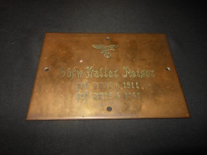WW2 German Luftwaffe – BRASS MEMORIAL PLAQUE – REISER – KIA – Fw200 CONDOR — image 3