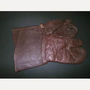 WW2 German Luftwaffe Fliegerhandschuhe – LEATHER TRIGGER MITTENS – NICE!