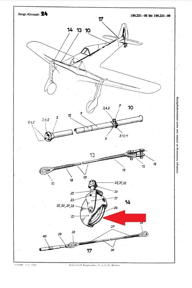 WW2 German Luftwaffe Seilrolle für Seitenflosse u. Sporn – PULLEY WHEEL – Fw190 — image 6