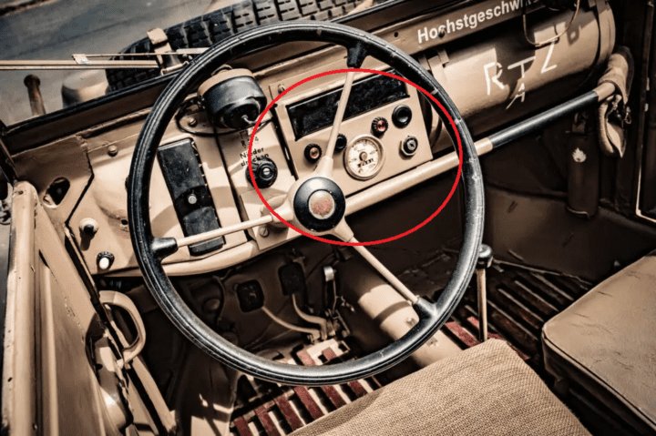 WW2 German Kontrolllampe – RED & BLUE FUEL WARNING LAMPS – Kubel Schwimm RSO — image 4