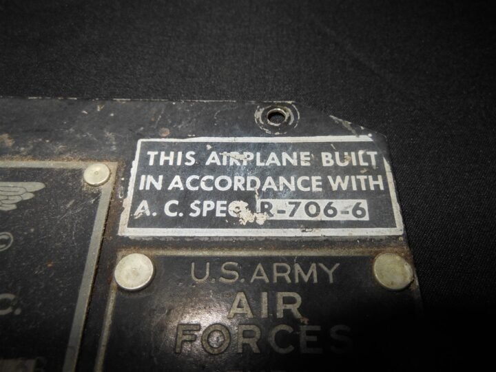 WW2 US Army Air Force Aircraft – MAIN DATA PLATE SET – BT-13 VULTEE VALIANT — image 4