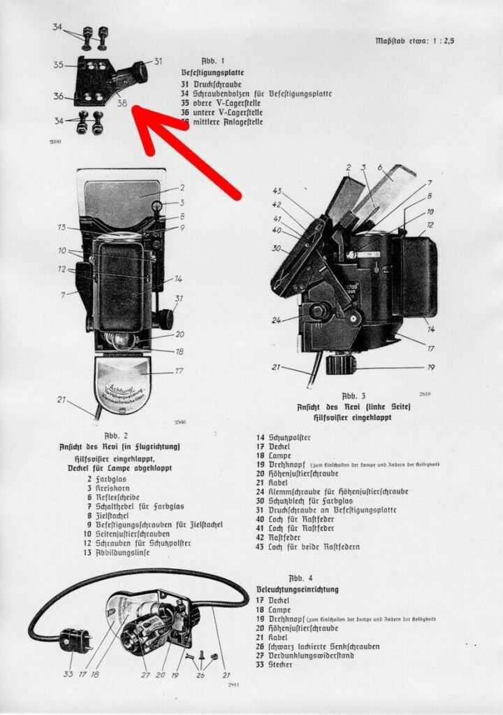 WW2 German Luftwaffe Reflexvisier Revi C/12D – GUNSIGHT MOUNT – Me109 Fw190 etc. — image 7