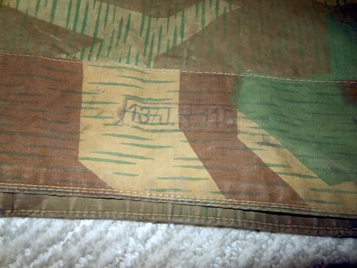 WW2 German Wehrmacht Zeltbahn 31 – SPLINTER CAMO SHELTER QUARTER – UNIT MARKED! — image 9