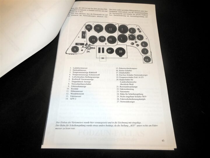 WW2 German Luftwaffe Blindflugtafel – BLIND FLYING PANEL Me109 G6 NIGHT FIGHTER — image 11