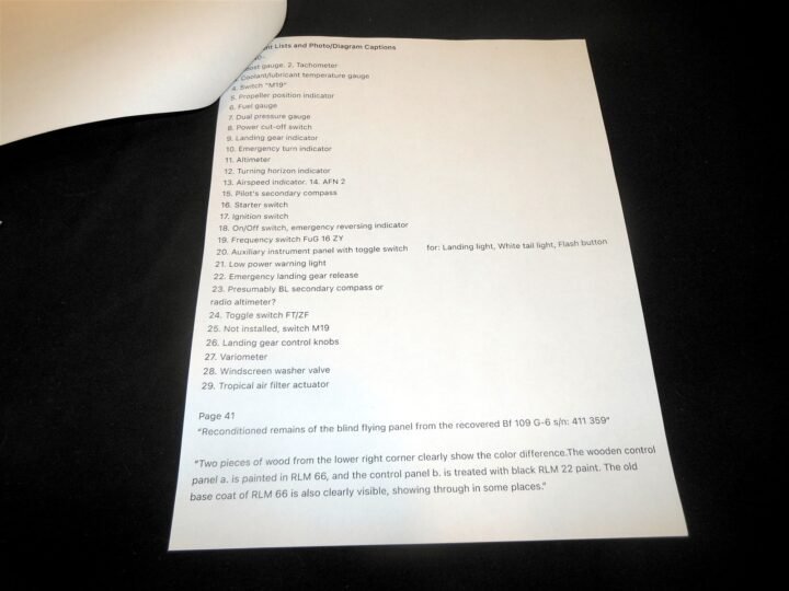 WW2 German Luftwaffe Blindflugtafel – BLIND FLYING PANEL Me109 G6 NIGHT FIGHTER — image 13