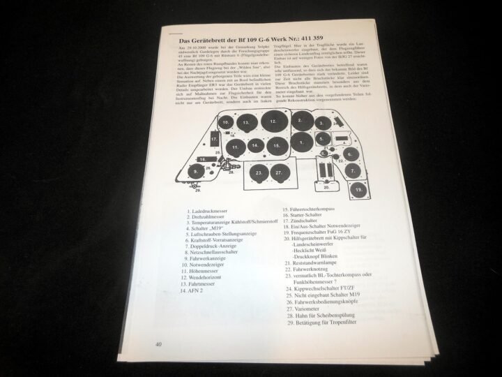 WW2 German Luftwaffe Blindflugtafel – BLIND FLYING PANEL Me109 G6 NIGHT FIGHTER — image 8