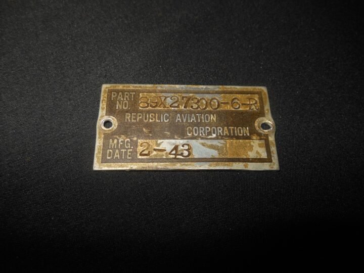 WW2 USAAF Army Aircraft – MAIN COMPONENT DATA PLATE – P-47 C RAZORBACK – RARE! — image 2