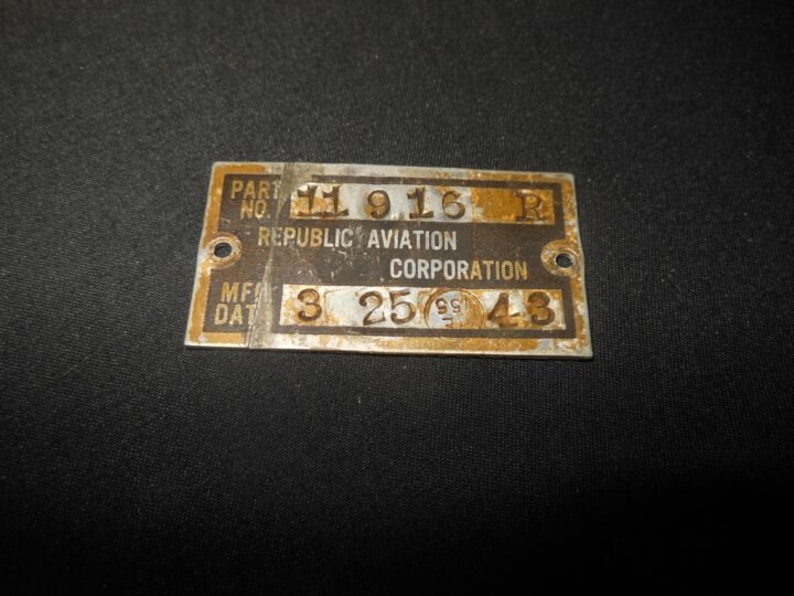 WW2 USAAF Army Aircraft – MAIN COMPONENT DATA PLATE – P-47 C RAZORBACK – RARE! — image 2