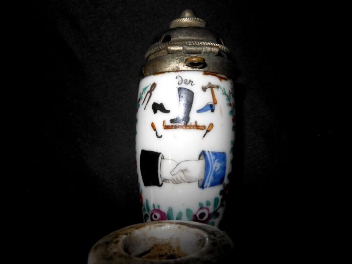 WW1 Imperial Prussian Army Pfeife – CERAMIC PIPE BOWL – HUSSAR REGT. 11 – NICE! — image 6