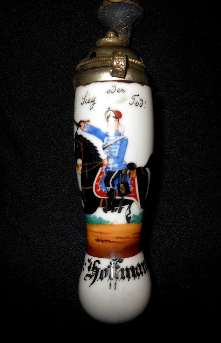 WW1 Imperial Prussian Army Pfeife – CERAMIC PIPE BOWL – HUSSAR REGT. 11 – NICE! — image 9