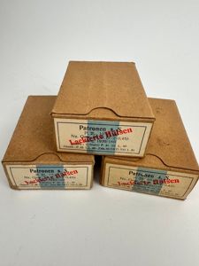 Carton ammo boxes (Lackierte Hulsen) 3 pieces nice condition