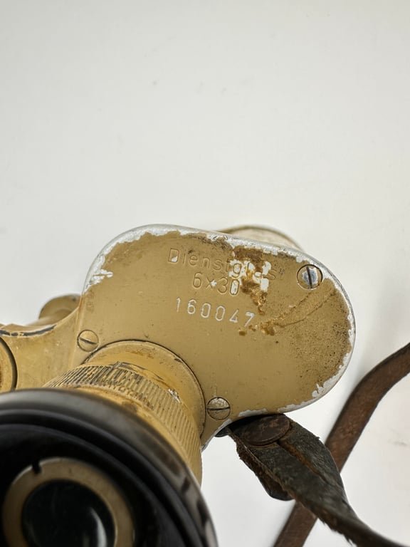 Late War Tan Painted Wehrmacht 6x30 Binoculars — image 6