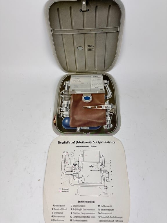 Wehrmacht 'Heeres-Atmer ' oxygen breathing apparatus in case — image 10