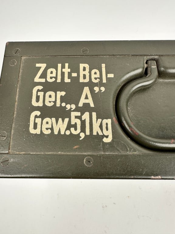 WW2 German Box 'Zelt-Bel-Ger.,,A'Gew.5,1Kg' Zubehor — image 2
