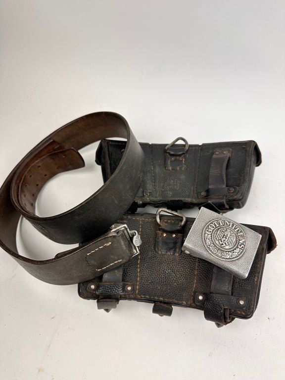 WW2 German Belt,Buckle and 2 K98 pouches 'found like this' — image 6