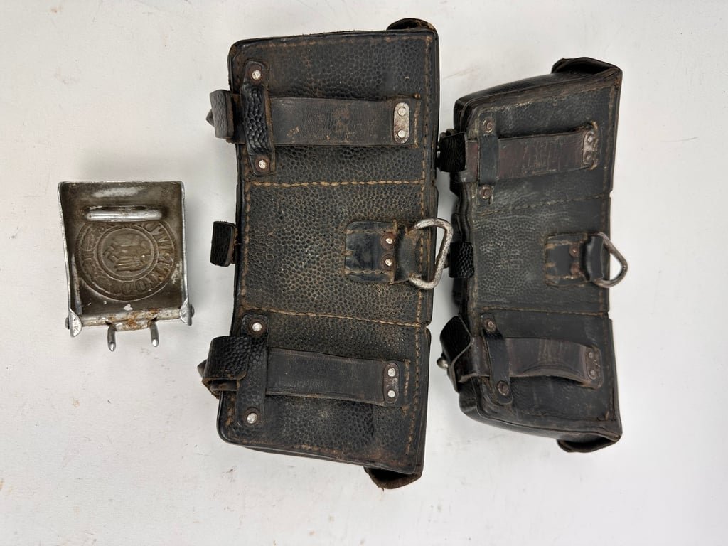 WW2 German Belt,Buckle and 2 K98 pouches 'found like this' — image 8