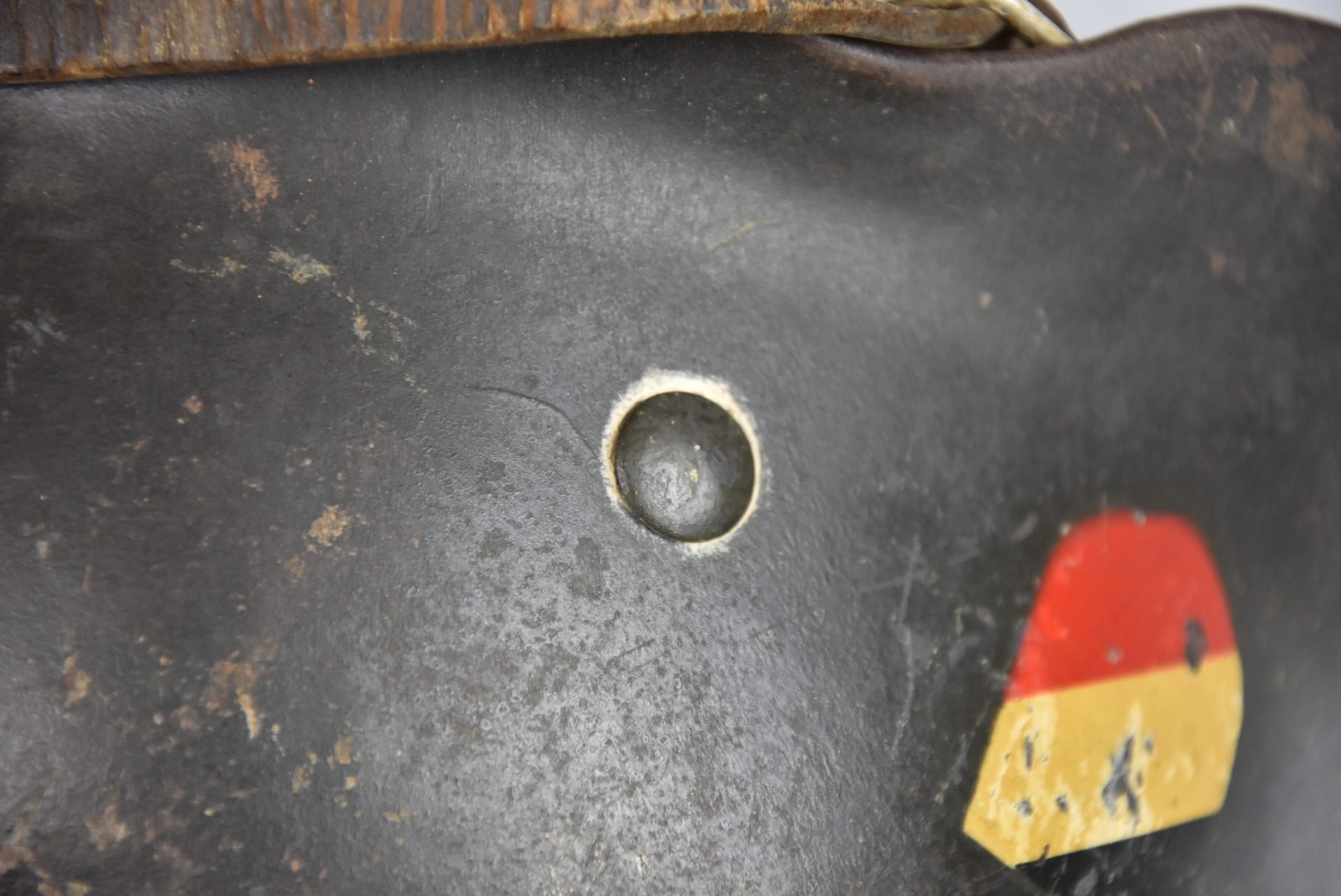 Early M35 Luftwaffe double decal steel helmet with droop tail eagle ET64 1937 — image 10