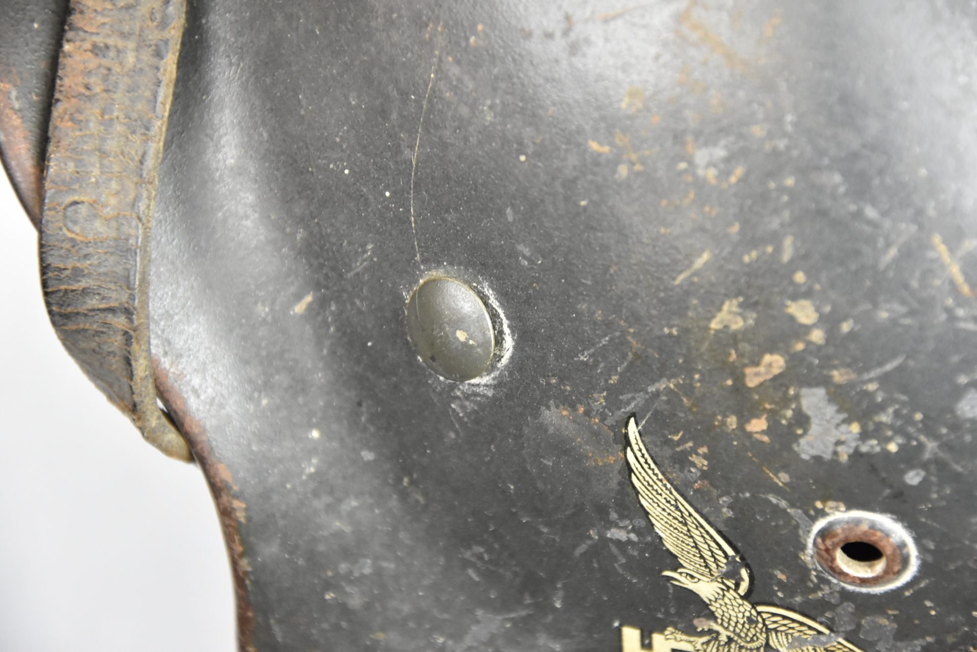 Early M35 Luftwaffe double decal steel helmet with droop tail eagle ET64 1937 — image 12