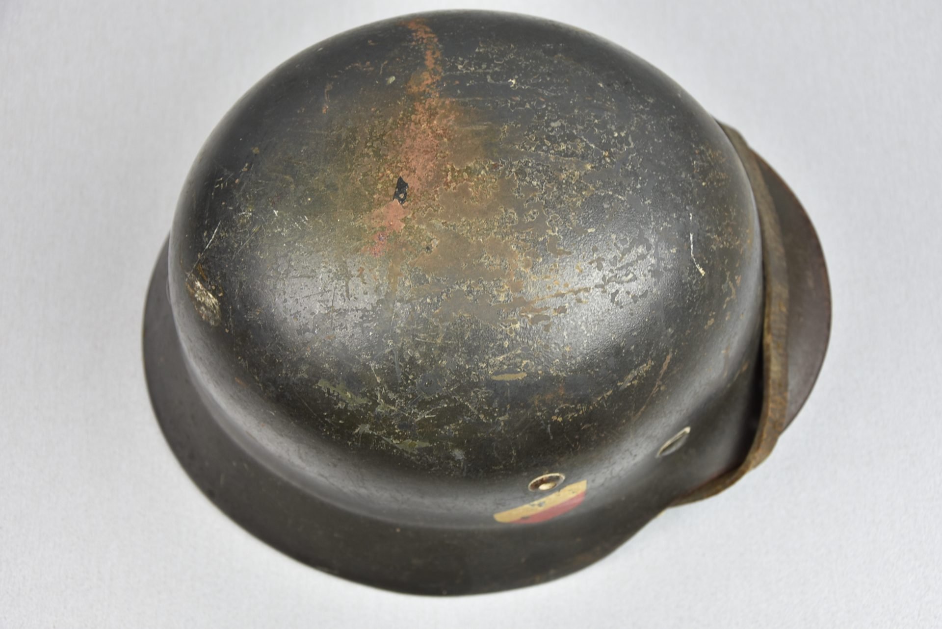 Early M35 Luftwaffe double decal steel helmet with droop tail eagle ET64 1937 — image 9
