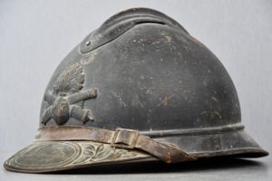 WW1 M15 French artillery Adrian helmet Regiment with veteran plate