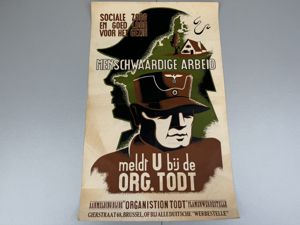 RARE Flemish Org. Todt volunteer recruitment propaganda poster 'Meldt u …