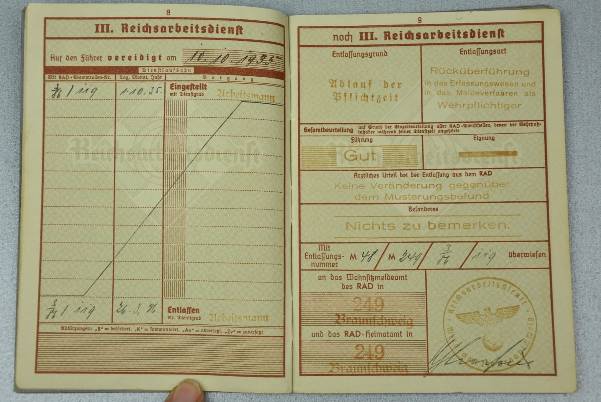 Wehrpass luftwaffe mechanic joined army (Heer) black wound badge for grenade splinter in Russia and close combat calender — image 18