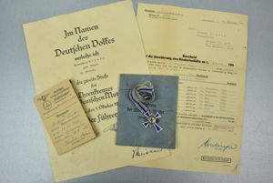 Silver mother's cross by Fritz Zimmermann with award document and …