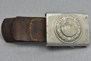 Denazified 'Polizei' buckle in aluminum by Hermann Knöller 1937