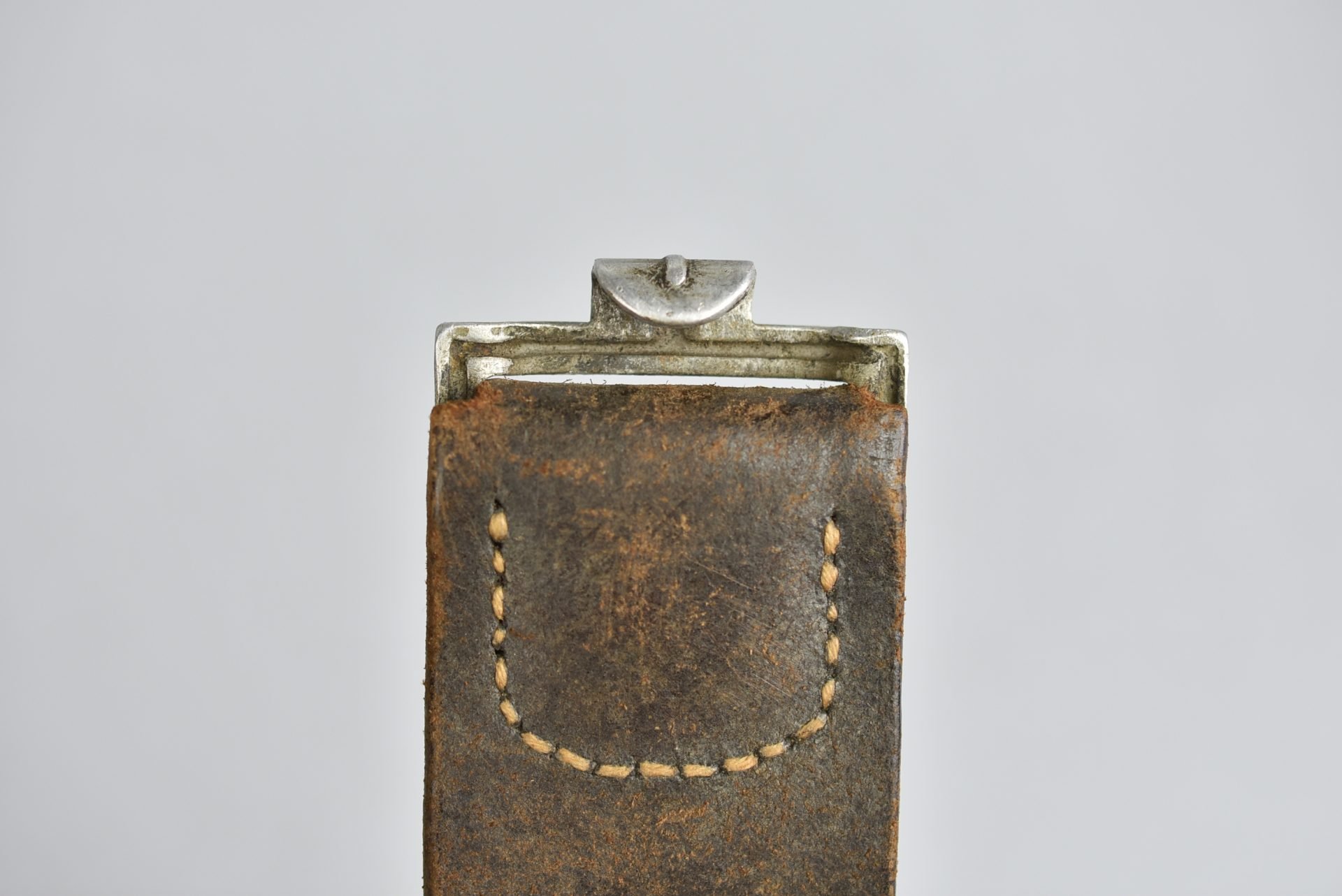 Early leather Wehrmacht equipment belt with aluminum hook by St. Orthey Marienberg 1938 — image 8