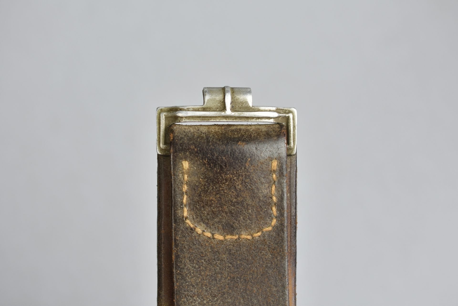 Early leather Wehrmacht equipment belt with aluminum hook by St. Orthey Marienberg 1938 — image 9