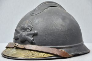 WW1 M1915 French Adrian helmet 104th Artillery Regiment with veteran …