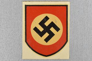 Unissued Polizei/Waffen-SS party shield helmet decal