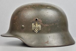 M35 Army (Heer) ex-double decal steel helmet EF66