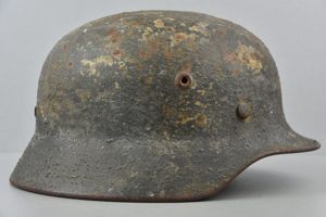 M40 Waffen-SS single decal sawdust camouflage steel helmet Q66