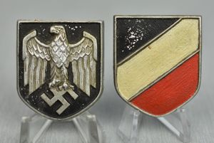 Army (Heer) tropical pith helmet decal shields set in aluminum