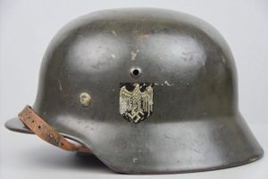 M35 army (Heer) 'apple-green' double decal steel helmet EF62 1938