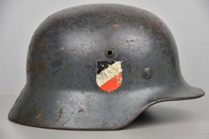 M35 Luftwaffe double decal steel helmet named Flak-Regiment 43 EF62 …