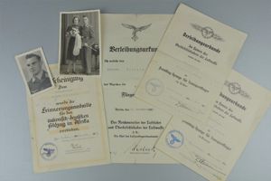 Luftwaffe airgunner award document grouping Afrika campaign